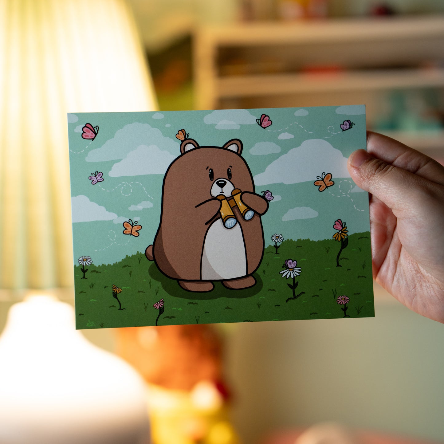 Bear Admiring the Butterflies Art Print