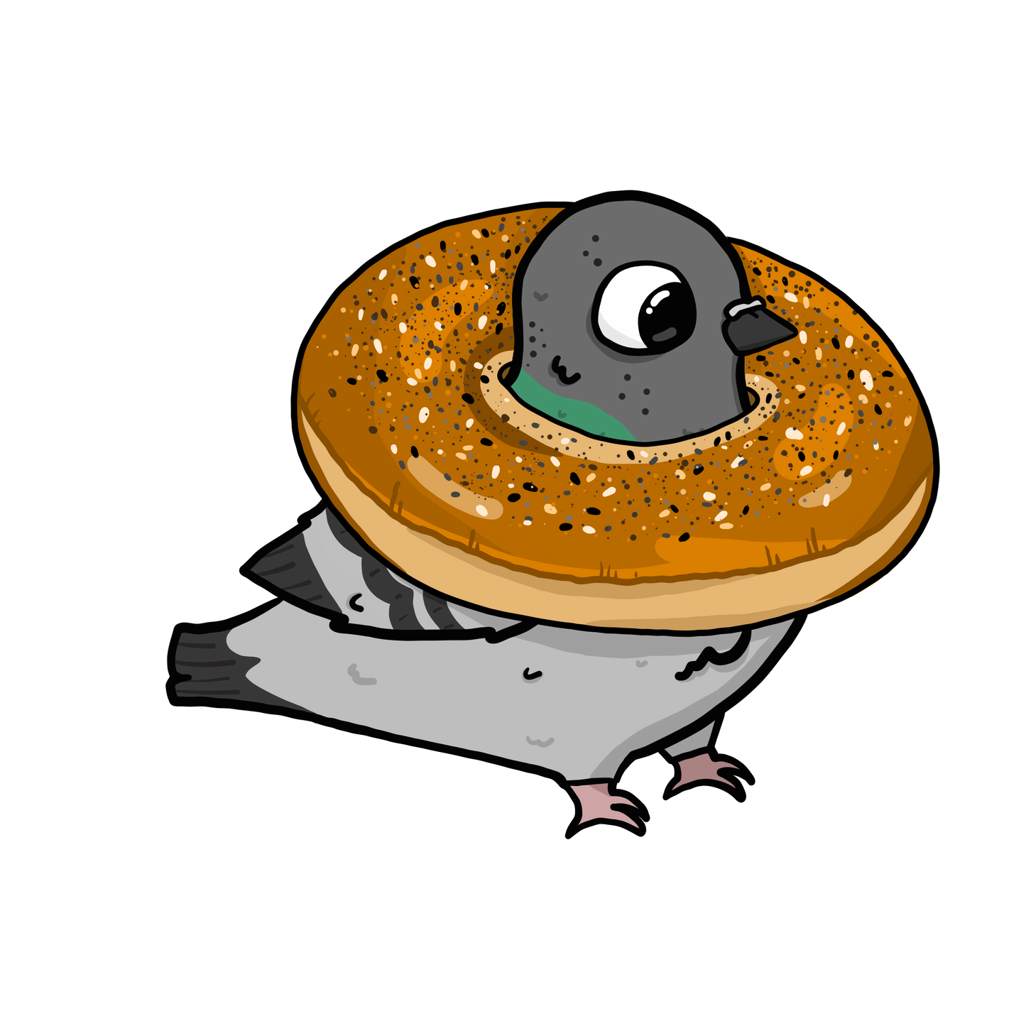 Pigeon With a Bagel on Its Head Key Chain